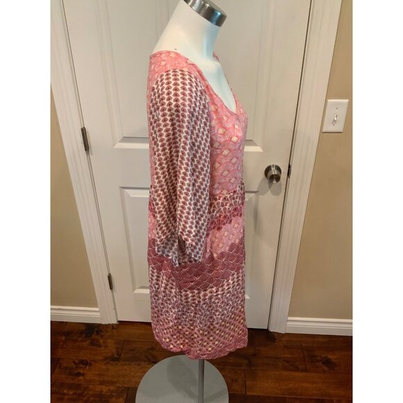 Prana Pink Patterned Shift Dress W/Short Sleeves, Size Small - Picture 4 of 8